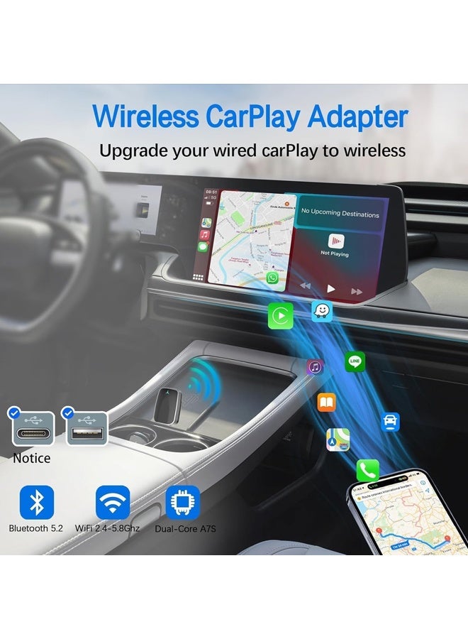 dida-cosmos Wireless CarPlay Adapter,CarPlay Adapter for iPhone,Convert Wired to Wireless Apple CarPlay Adapter, Low Latency CarPlay Adapter,for apple car play wireless adapter, USB-A & USB-C Compatible - Image 5